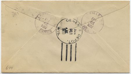 US Wisconsin, La Valle 729 Fancy Cancel Cover