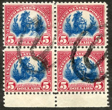 US 573 F - VF Used bottom margin block of 4 cv $95