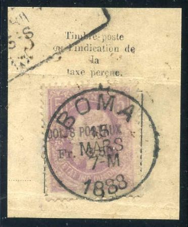 Belgian Congo Q1 XF/Used on pieceS-o-N Boma cds on part of Parcel Card cv $1,000