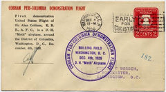 US 1926 Cobham Souvenir Cover Peri Columbia Deomstration Flight