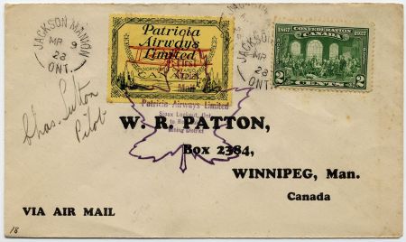 Canada 1928 Flight Cover Jackson - Sioux Lookout, C. Sutton Pilot Autograph