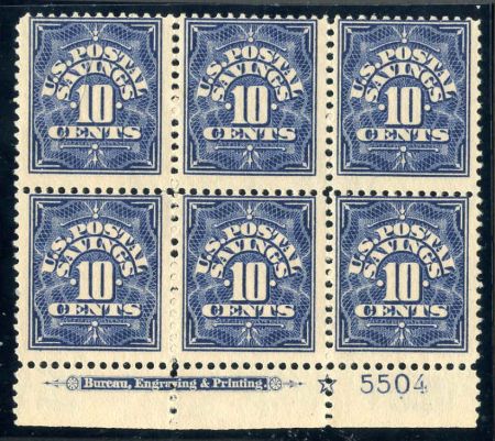 US PS4 Saving Stamp Ave - F NH Mint Plate Block Wide Bottom 5504 Fresh cv $400