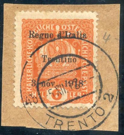 Austria N35 Italian Occupation - Trentino Used on Piece, Signed Avi cv $110+