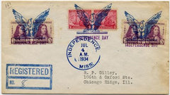 US Mississippi, Independence 724, 736, Fancy Cancel Cover, Eagle