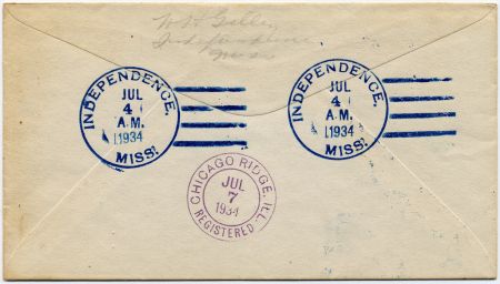 US Mississippi, Independence 724, 736, Fancy Cancel Cover, Eagle