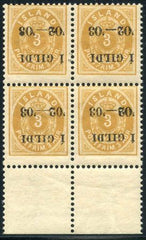 Iceland 49b Faat 49v Ave - F NH Block with inverted ovpt on all four stamps