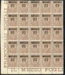 Italy 148a F NH LL Corner block of 25 Inverted surcharge cv 1062.50++