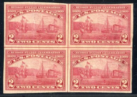 US 373 Early Commemoratives F - VF Hinged Centerline block cv $210