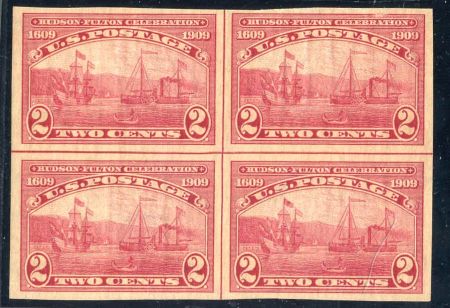 US 373 Early Commemoratives F - VF + LH Mint Centerline Block cv $210