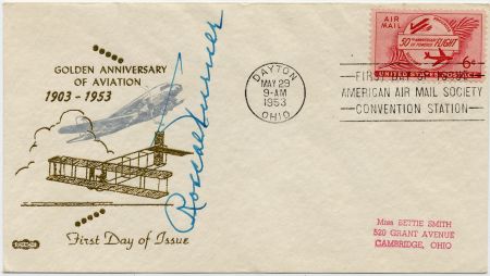 US 1953 C47 FDC Signed by Roscoe Turner, Aviator