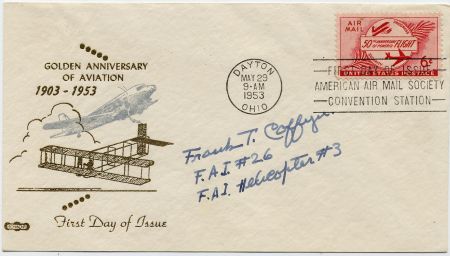 US 1953 C47 FDC Signed by Frank T. Coffyn, Aviation Pioneer