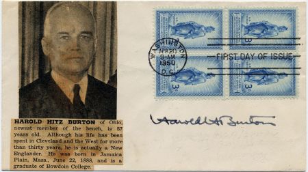 US 989 FDC Signed by Justice Harold H. Burton