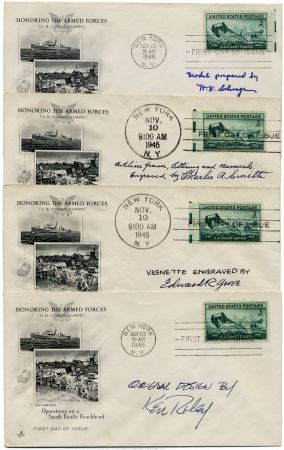 US 936 FDC Set of 4 Signed by Designers and Engravers