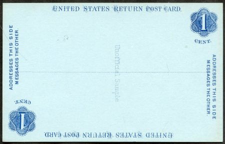 US UX1EDb 1880 VF Charles K. Marshall Reply Card Patent Essay in Blue