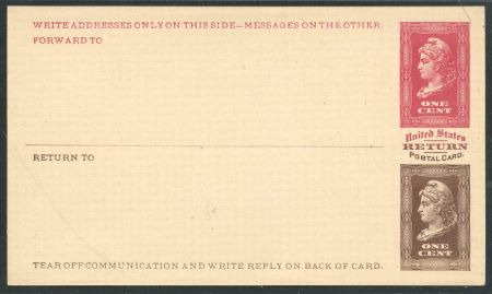 US UY1E Na-g Reply Card Essay by Brooks VF Red and Brown