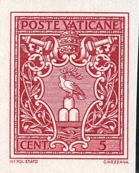 Vatican 72 Archival Proof  Imperf Ungummed