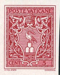 Vatican 72 Archival Proof  Imperf Ungummed