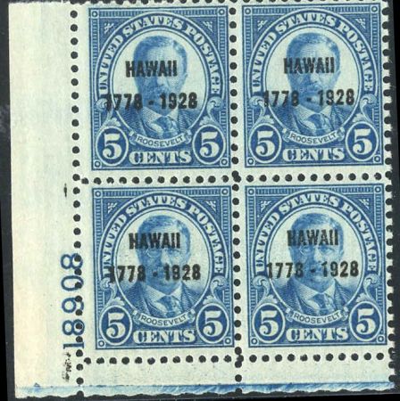 US 648 F - VF Mint LH Plate Block cv $200