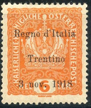 Austria N35 Italian Occupation - Trentino F - VF LH Mint Old Expert Signature cv $125