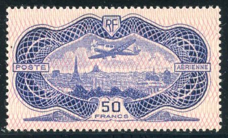 France C15 Airmail LH Mint VF - XF Fresh 50 Francs "Bank Note" cv $625