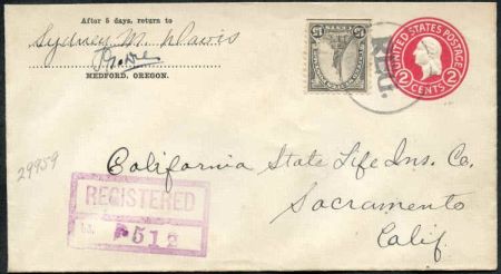 US Oregon, Medford 566, U429 Fancy Cancel Cover, REG