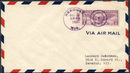 US Wisconsin, Nekoosa C12 Fancy Cancel Cover, Circles