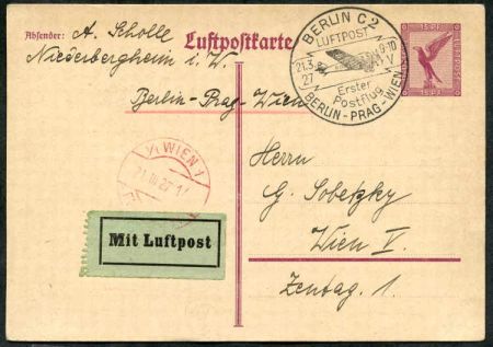 Germany 1927 Berlin - Prague - Vienna Flight Card