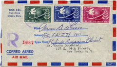 Costa Rica 1950 Airmail Cover signed by Clarence A DeGiers, Pilot