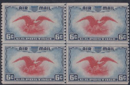 US C23a Airmails F - VF Mint LH Center Line Block - Scarce cv $1,050 as NH