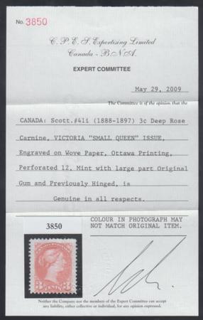 Canada 41a F + OG Hinged CPES Cert cv $525