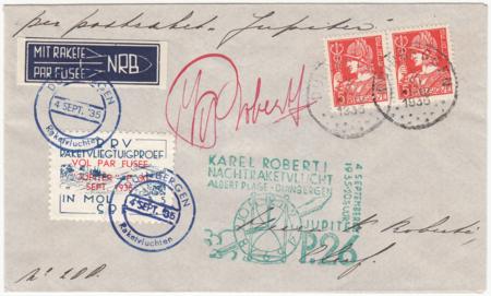 France 1935 (Sep 4) Rocket Mail Cover Signed by Karl Roberti