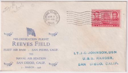 US 1938 Cover with 791 Signed by Pilot J.G. Johnson, future Admiral