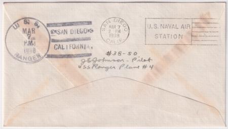 US 1938 Cover with 791 Signed by Pilot J.G. Johnson, future Admiral