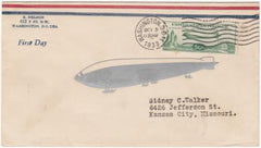 US 1933 C18 FDC Washington DC, Scarcer Fairway Cachet, Silver Zepp