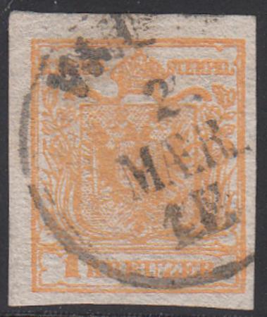 Austria 1b Used VF Orange Shade Handpaper