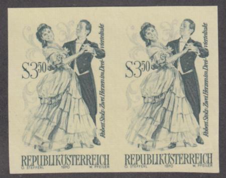 Austria 876 Imperf Pair on Yellow "Einlauf" Paper