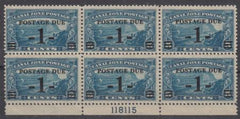 Canal Zone J1 Possessions NH F-VF Plate # Block