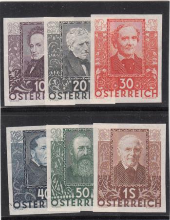 Austria B93-98 Signed No Gum as Issued, Scarce Imperf Set, 3 Values Have Faint Horizontal Crease