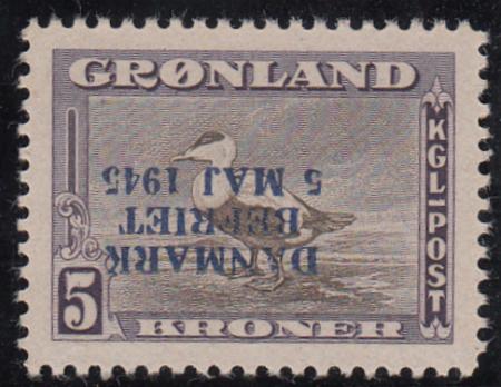 Greenland 27 NH XF With Inverted Overprint New Issue Signature