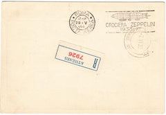 Greece 1933 Registered Italy Flight Zeppelin Card Sent to Rio