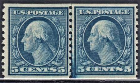 US 496a Washington / Franklin Mint NH VF Line Pair Small Holes Variety PFC Unpriced