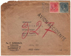 Netherlands / Belgium 1937 Early Arirmail Flight Crash to Monaco