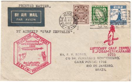 Ireland 1933 5th South America Zeppelin Flight through Berlin