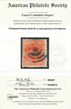 Portugal Guinea 6 F-VF Used With APS certificate