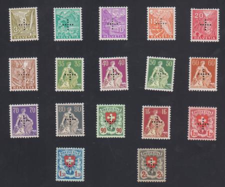 Swiss Officials Zunstein 1-18 LH C9, 12, 14 NH sfr 1,050.00