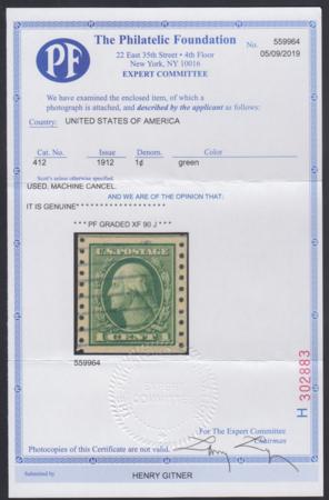 US 412 Washington / Franklins XF Used Jumbo - New PF XF-90 J Cert cv as 95 260.00