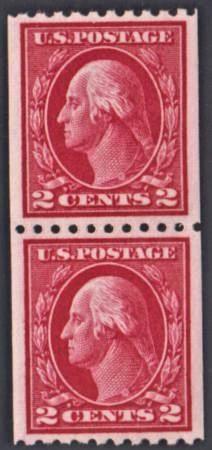 US 442 Washington / Franklin XF - Sup Unused Coil Pair PFC, Top stamp LH; Bottom stamp NH