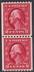 US 442 Washington / Franklin XF - Sup Unused Coil Pair PFC, Top stamp LH; Bottom stamp NH