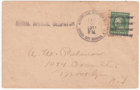 US 1911 Early Flight VF Cover Garden City, NY sent to Brooklyn