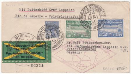 Brazil 1930 Zeppelin Flight Cover, Rio - Friedrichshafen